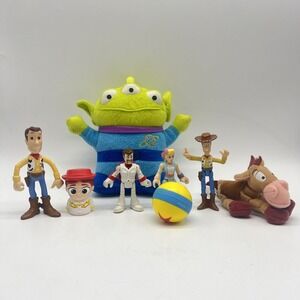 Disney Pixar Toy Story Figure Plush Toy Lot Of 8 Woody Bullseye Alien Bo Peep